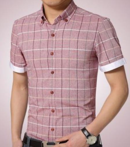 เสื้อเชิ้ตผู้ชาย ใส่ทำงาน เสื้อคอปกแขนสั้น ลายสก๊อต ลายตาราง สี่เหลี่ยม แบบสวย พับแขน อีกสี เสื้อผู้ชาย แบบติดกระดุม ดีไซน์ สวย เข้ารูป 212890