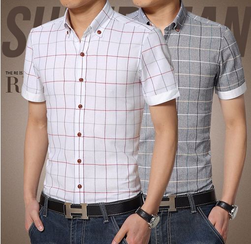 เสื้อเชิ้ตผู้ชาย ใส่ทำงาน เสื้อคอปกแขนสั้น ลายสก๊อต ลายตาราง สี่เหลี่ยม แบบสวย พับแขน อีกสี เสื้อผู้ชาย แบบติดกระดุม ดีไซน์ สวย เข้ารูป 212890