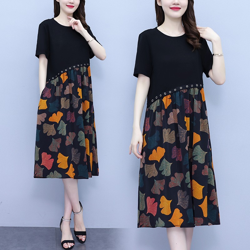 เดรสแขนสั้น มีไซส์ L-5XLอก 38-48 นิ้ว ใส่ได้ทั้งสาวหุ่นดีน่ารักจนถึงสาวอวบพลัสไซส์