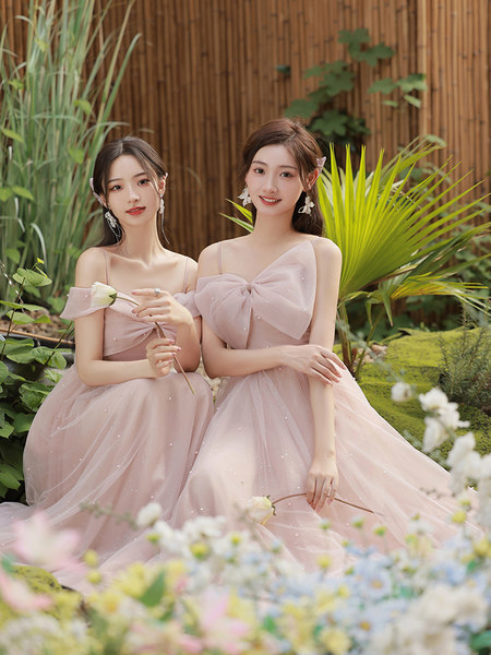 ชุดเพื่อนเจ้าสาวสีชมพู ชุดเพื่อนเจ้าสาว ชุดไปงานแต่งงาน