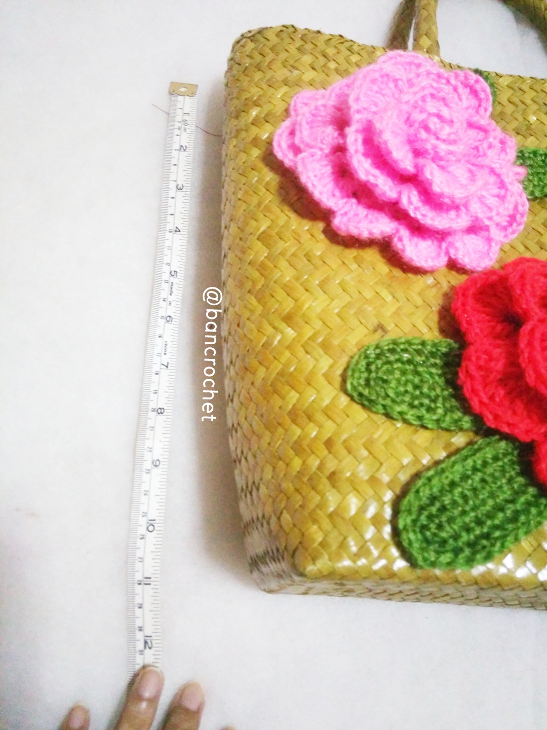 กระเป๋ากระจูดสาน ขนาด 11*5*10 นิ้ว basket weave bags น้ำตาล 11*5*10