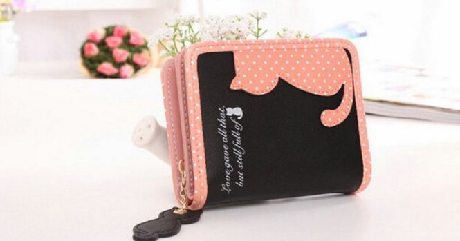 กระเป๋าสตางค์ผู้หญิง ใบสั้น โลโก้แมวน้อย พร้อม ป้ายห้อยรูปแมว คนรักแมว พลาดไม่ได้นะคะ กระเป๋าสตางค์ใบสั้น น่ารัก ๆ สไตล์ ญี่ปุ่น 474810_1