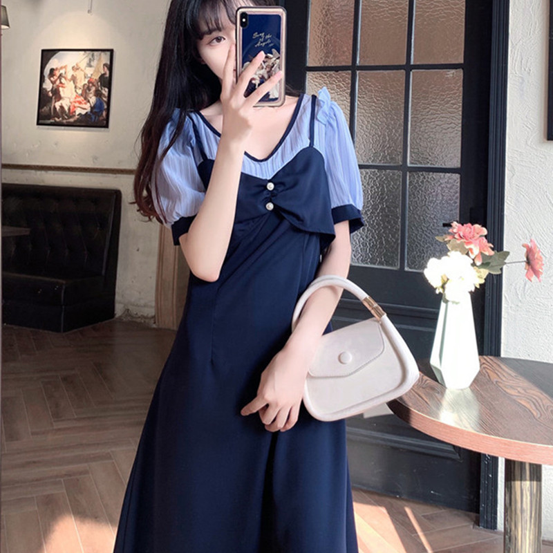 เดรสแขนสั้นมีไซส์ L-4XLอก 38-47 นิ้ว
