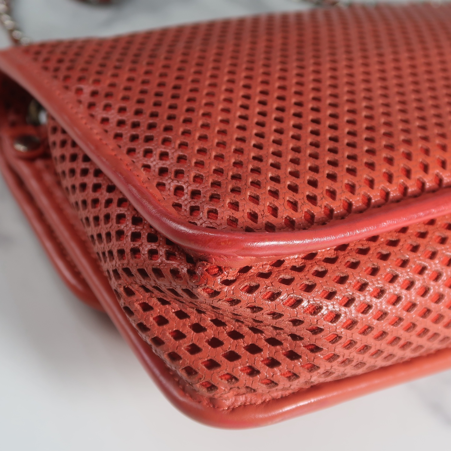 Chanel Red Perforated Calfskin Small Up In The Air Flap