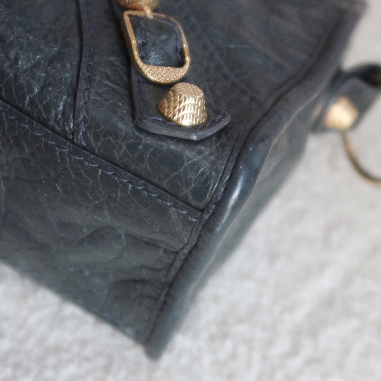 Balenciaga Grey Lambskin Mini City Giant G12 GHW