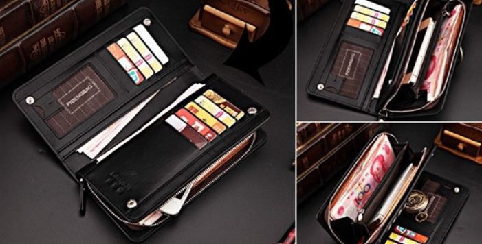 กระเป๋าสตางค์ผู้ชาย กระเป๋าสตางค์ ใบยาว หนัง pu หนังเนียน สีดำ และ สีน้ำตาล กระเป๋าสตางค์ ซิปรอบ ใส่บัตรได้เยอะ สไตล์ นักธุรกิจ ผู้บริหาร 50421_1