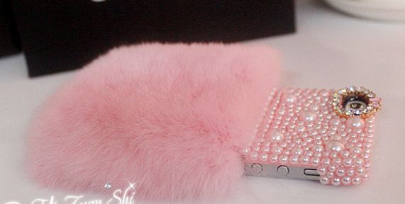 เคสขนเฟอร์ เคส สำหรับ SONY Xperia Z ZL Z1 Z2 Z3 ขนกระต่ายสีชมพู ฟูนุ่ม ตกแต่งอีกครึ่งด้วย คริสตัล ไข่มุก สวยหรู 895088_1