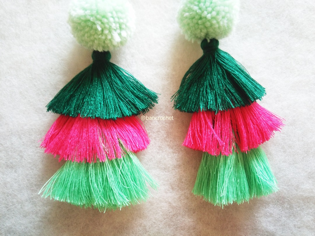 ต่างหูถักโครเชต์ crochet earrings หลากสี 5 นิ้ว