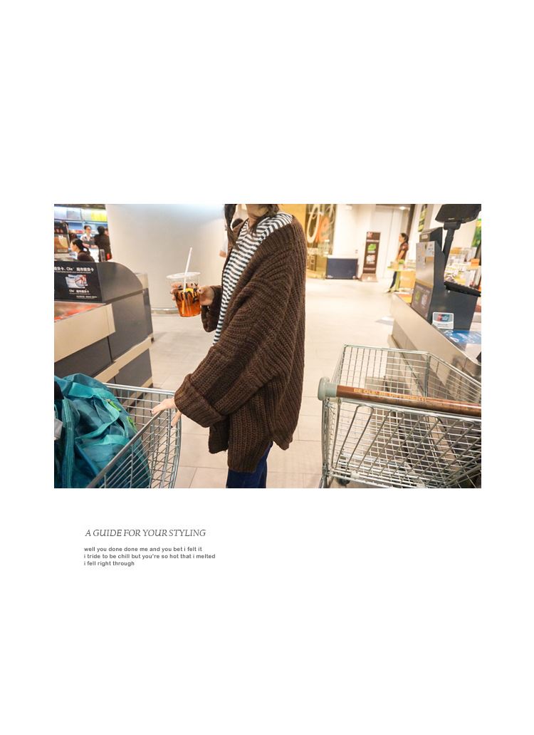 เสื้อคลุมกันหนาว ไหมพรมเนื้อนุ่ม ทรงน่ารัก สีน้ำตาล ยืดได้เยอะ พร้อมส่ง