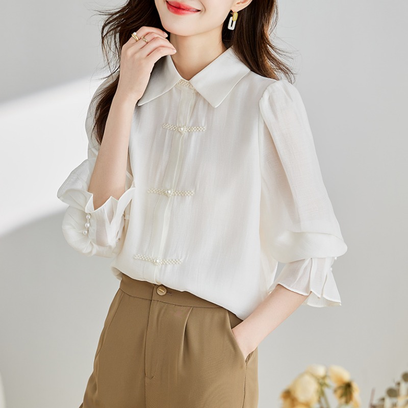 เสื้อเชิ้ตผู้หญิงแขนยาว เสื้อเชิ้ตผู้หญิงใส่ทํางาน 390 บาทต่อชิ้น ฟรีค่าจัดส่ง