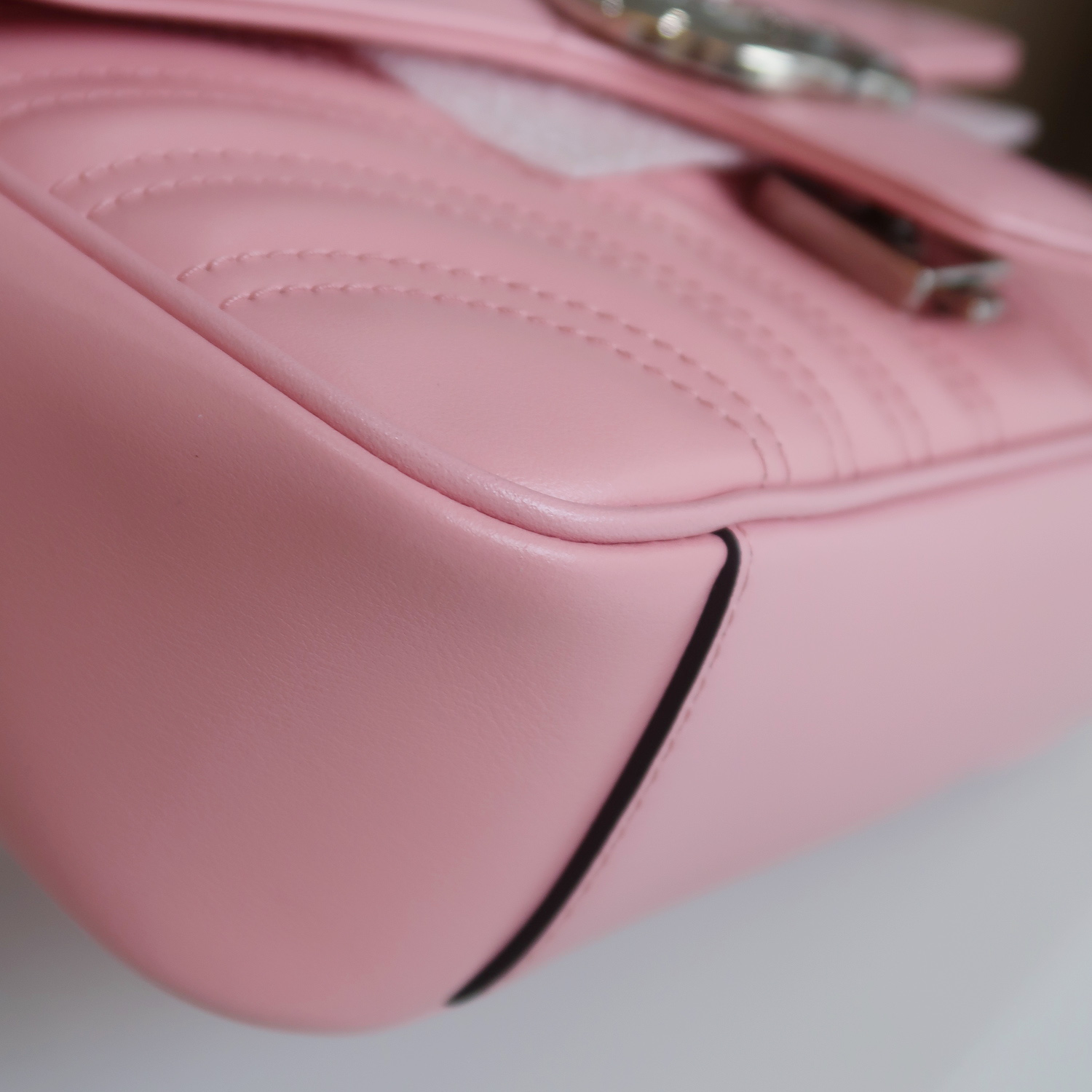 Gucci Pink Calfskin GG Marmont Mini Flap 22 SHW