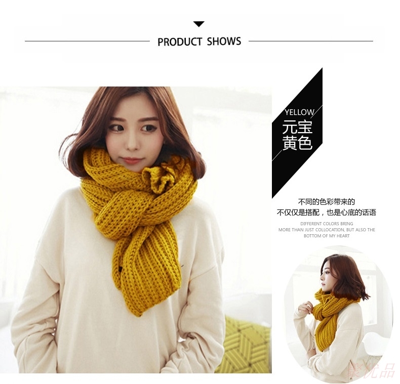 ผ้าพันคอ ไหมพรม เกาหลี สีเหลืองมัสตาร์ด พร้อมส่ง เหลืองมัสตาร์ด