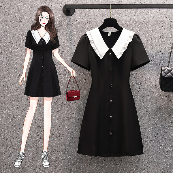 เดรสคนอ้วน เดรสสาวอวบ ชุดเดรสคนอ้วนวัยรุ่นแขนสั้น BY PLUS SIZE Girl