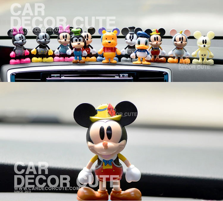 คละแบบ - ตุ๊กตาเซ็ต Disney Mickey & Minnie 12 ชิ้น วางตกแต่งหน้ารถยนต์