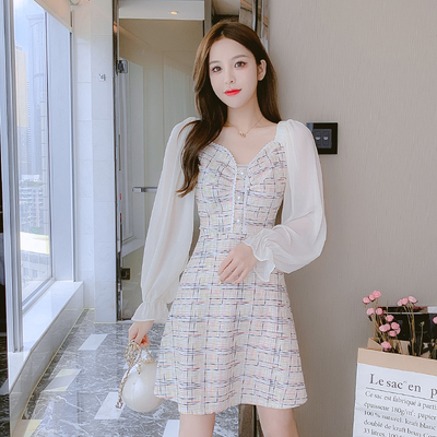 เดรสวัยรุ่น เดรสลูกไม้ชีฟอง By Meiyi women's clothing