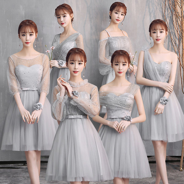 ชุดเพื่อนเจ้าสาว ชุดไปงานแต่งงาน ชุดเพื่อนเจ้าสาวสีเทา