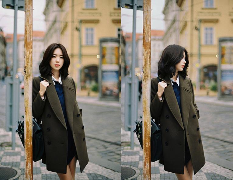 เสื้อโค้ทกันหนาว สไตล์ญี่ปุ่น ผ้าวูลเนื้อนิ่ม บุซับในกันลม พร้อมส่งจ้า เขียวขี้ม้า