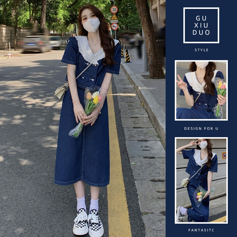 เดรสแขนสั้นมีไซส์L-4XLอก38-47นิ้ว