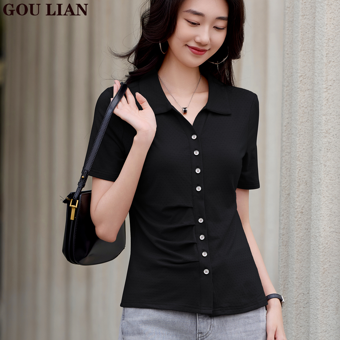 เสื้อยืดสีดำ แฟชั่น เสื้อยืด T-shirt สีดำ สวมใส่สบาย ไม่ร้อน