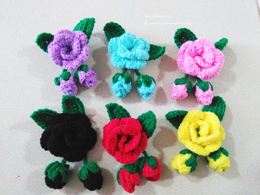 ดอกไม้ถัก สำหรับทำพวงกุญแจ ยางรัดผม หรือเข็มกลัด