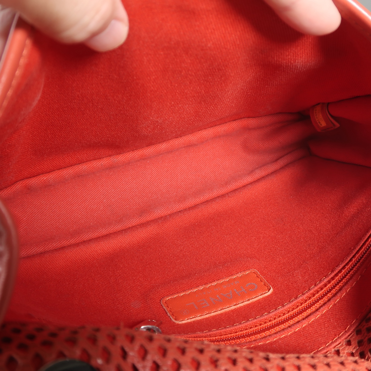 Chanel Red Perforated Calfskin Small Up In The Air Flap