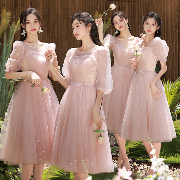 ชุดเพื่อนเจ้าสาวสีชมพู ชุดเพื่อนเจ้าสาว ชุดไปงานแต่งงาน