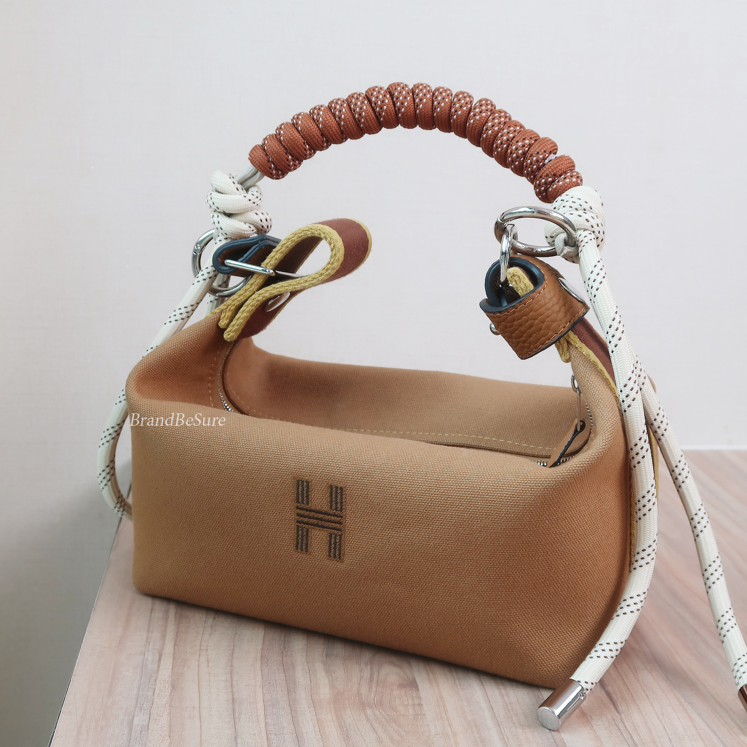 Hermes Brown Canvas Bride-A-Brac Case Small Bag