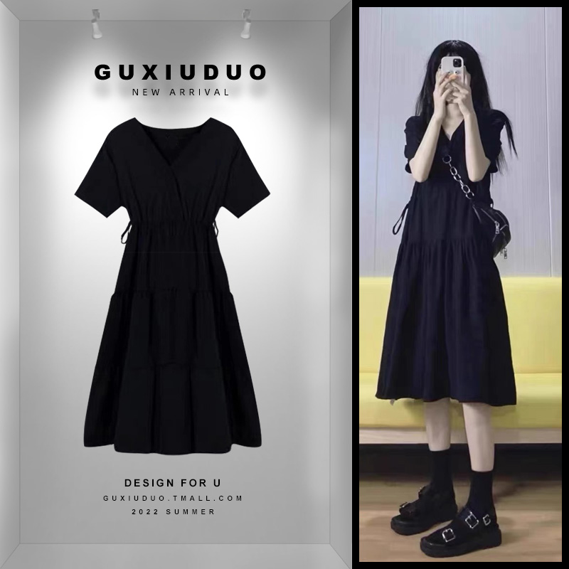 เดรสแขนสั้นมีไซส์L-4XLอก38-47นิ้ว