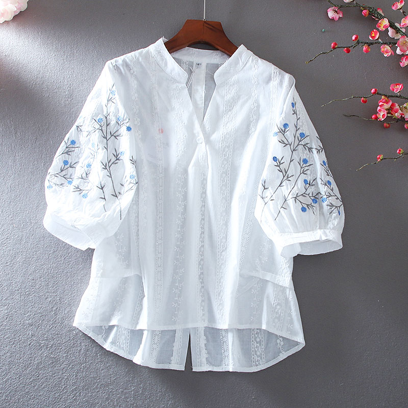 เสื้อลินิน เสื้อผ้าฝ้ายลินิน เสื้อเชิ้ตผ้าลินิน ปักลายสวยๆด้วยด้าย สไตล์VINTAGE BY Dreamroom
