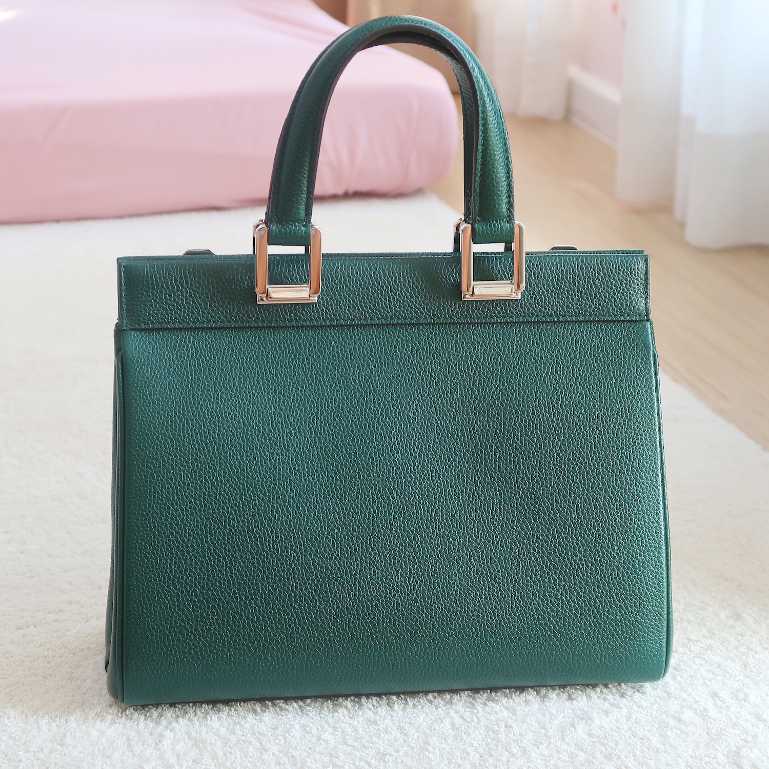 Gucci Green Grain Calfskin Zumi Top Handle Bag