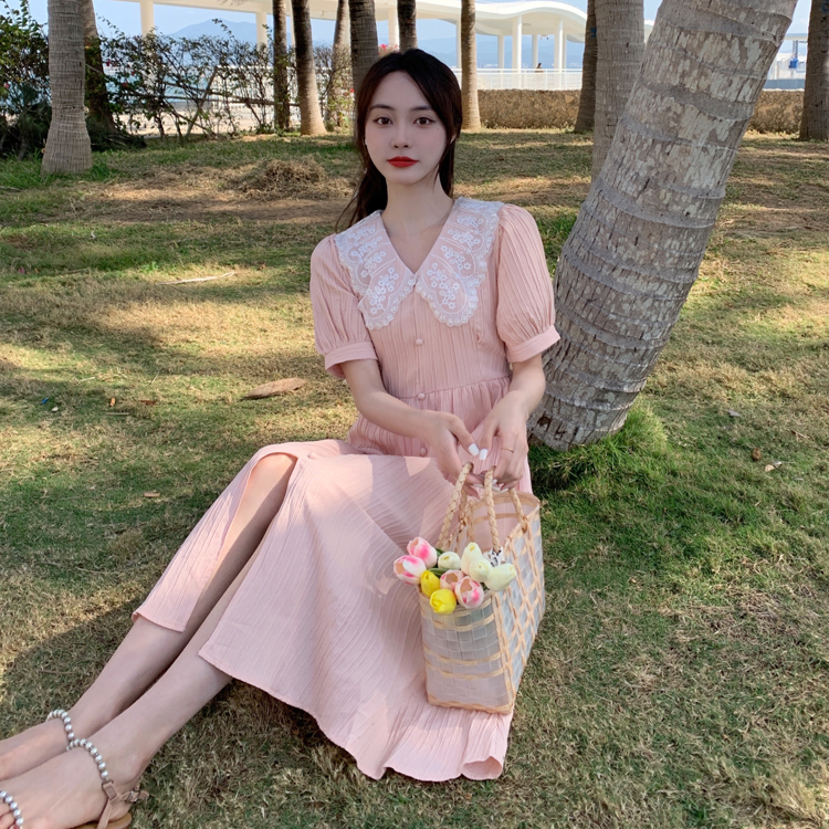 เดรสแขนสั้น มีไซส์ L-4XLอก 38-47 นิ้ว ใส่ได้ทั้งสาวหุ่นดีน่ารักจนถึงสาวอวบพลัสไซส์