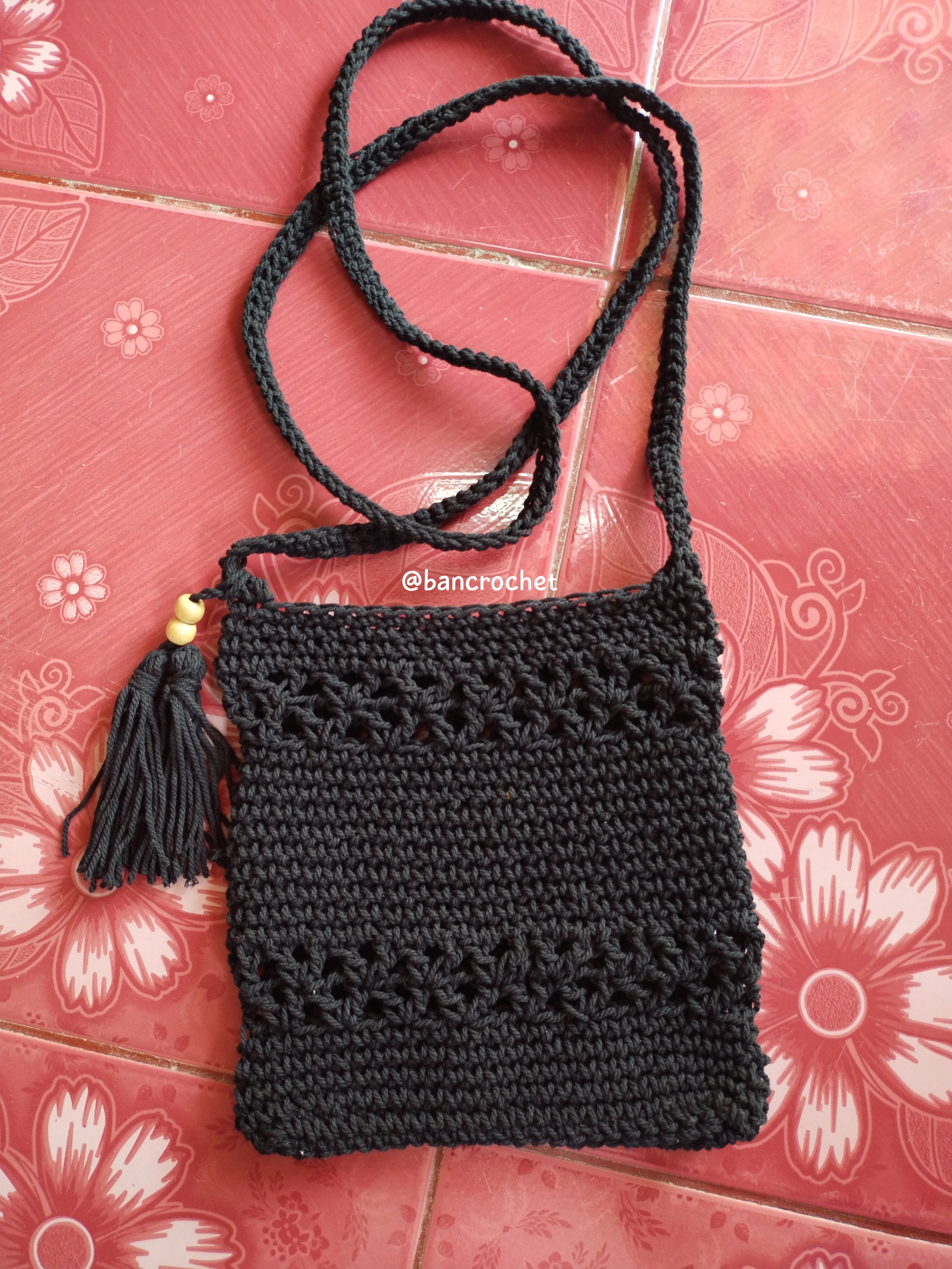 Bancrochet กระเป๋าเชือกถักโครเชต์ crochet bag หลากสี 16*16 cm