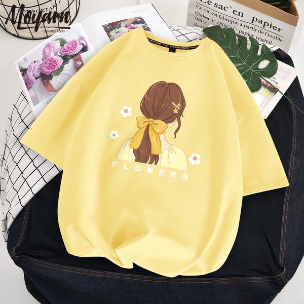 เสื้อยืดคอตตอน สกรีนลายน่ารัก มีหลากหลายสี ส่งฟรีทั่วไทย