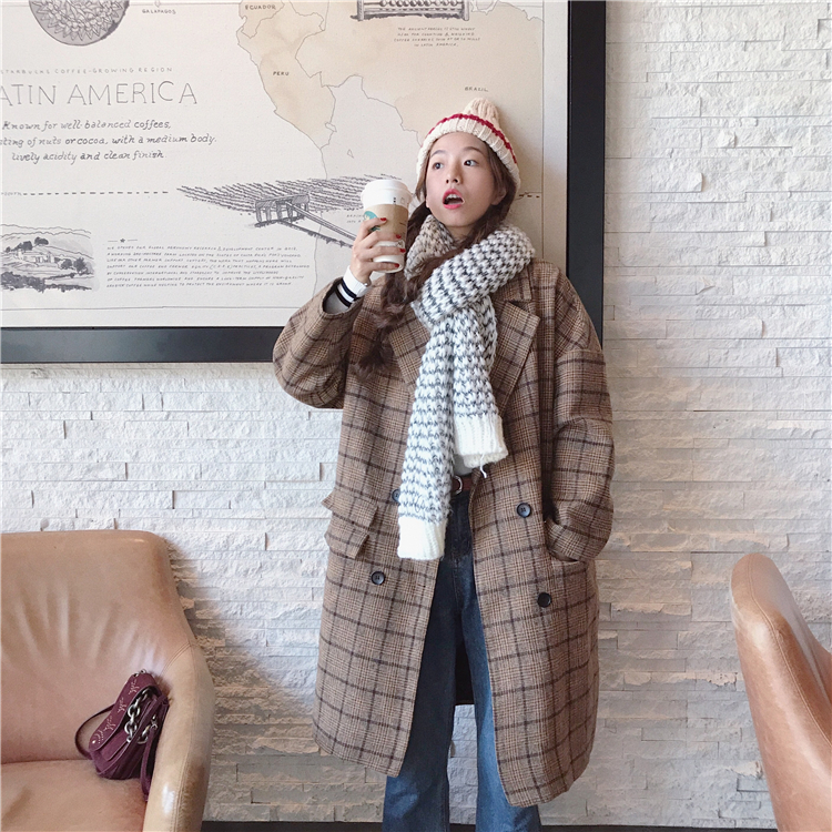 เสื้อคลุมกันหนาว สไตล์ญี่ปุ่น ผ้ากระสอบลายสก๊อต บุซับในกันลม ใครชอบแนวนี้ต้องรีบจัดเลยจ้า
