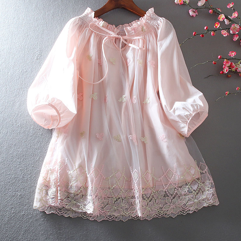 เสื้อลินิน เสื้อผ้าฝ้ายลินิน เสื้อเชิ้ตผ้าลินิน ปักลายสวยๆด้วยด้าย สไตล์VINTAGE BY Dreamroom