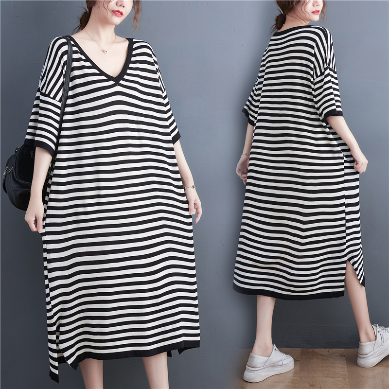 เสื้อทีเชิ้ตคนอ้วนผู้หญิงสไตล์คอตตอนลินินมีไซต์อก 47-48 นิ้ว