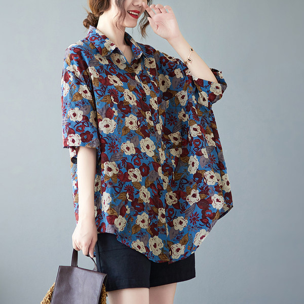 เสื้อลินินคนอ้วน เสื้อทีเชิ้ตคนอ้วนผู้หญิง เสื้อทีเชิ้ตตัวใหญ่ By Literary Plus size