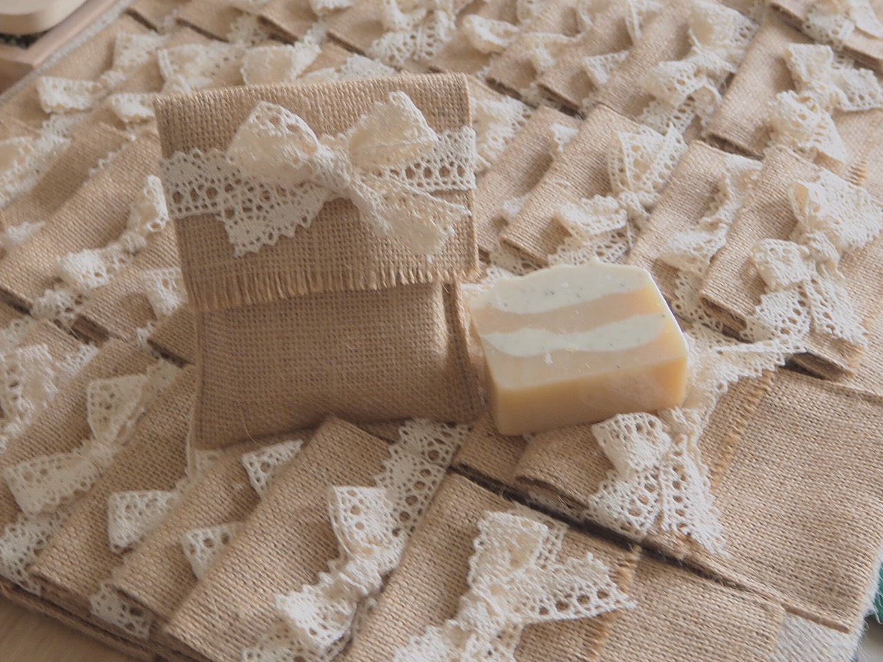 ซองผ้ากระสอบใส่สบู่...ร้านสบู่ Ricy Coco....