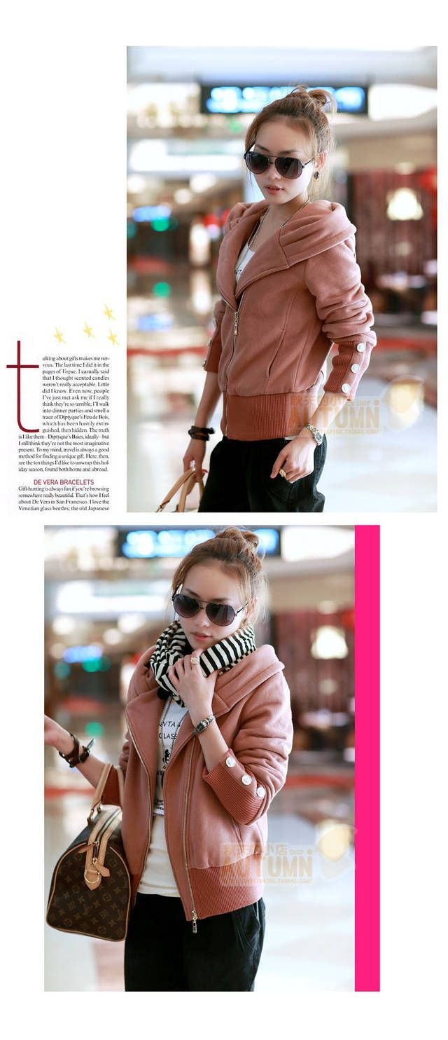 เสื้อกันหนาวแฟชั่น สีออกชมพูหม่นๆ ตามภาพ ทรงสวยผ้านิ่ม บุซับในกันลม พร้อมส่งจ้า