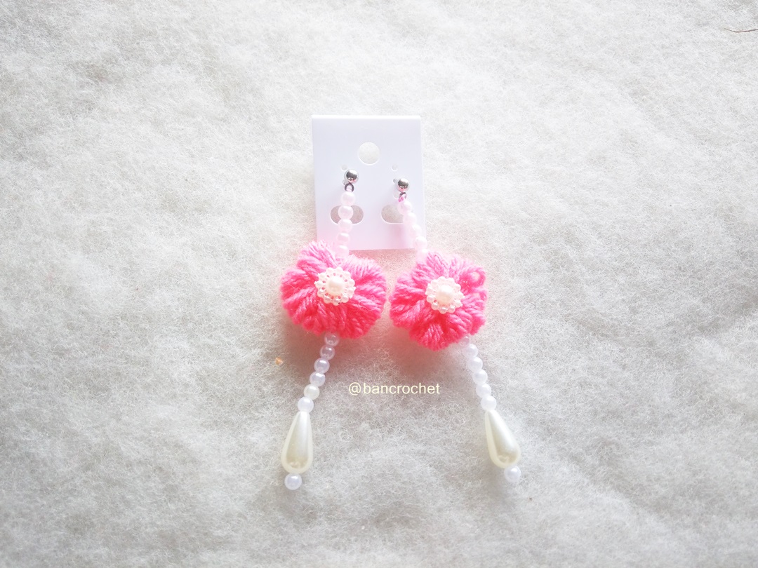 Bancrochet ต่างหูถักโครเชต์ crochet earrings หลากสี 4-6 นิ้ว