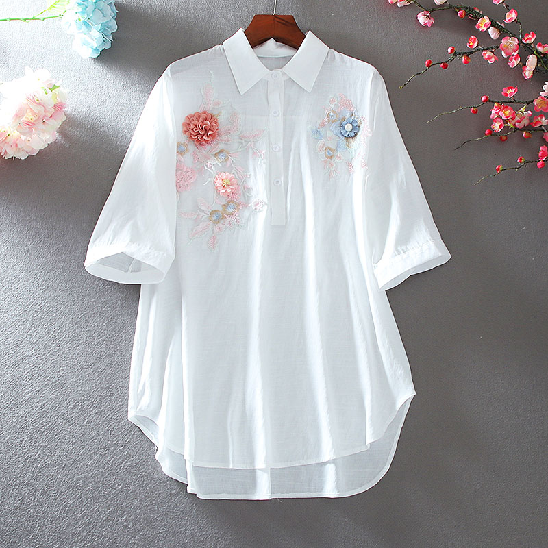 เสื้อลินิน เสื้อผ้าฝ้ายลินิน เสื้อเชิ้ตผ้าลินิน ปักลายสวยๆด้วยด้าย สไตล์VINTAGE BY Dreamroom