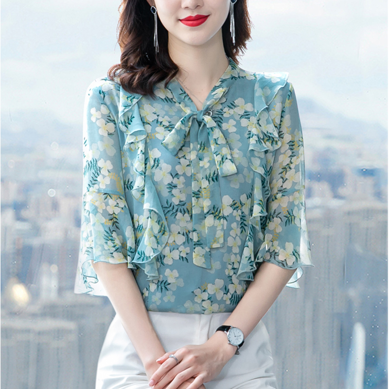 เสื้อเชิ้ตลายดอกผู้หญิง เสื้อเชิ้ตสาววัยผู้ใหญ่ ขายเสื้อผ้าแฟชั่นสุภาพสตรีวัยผู้ใหญ่