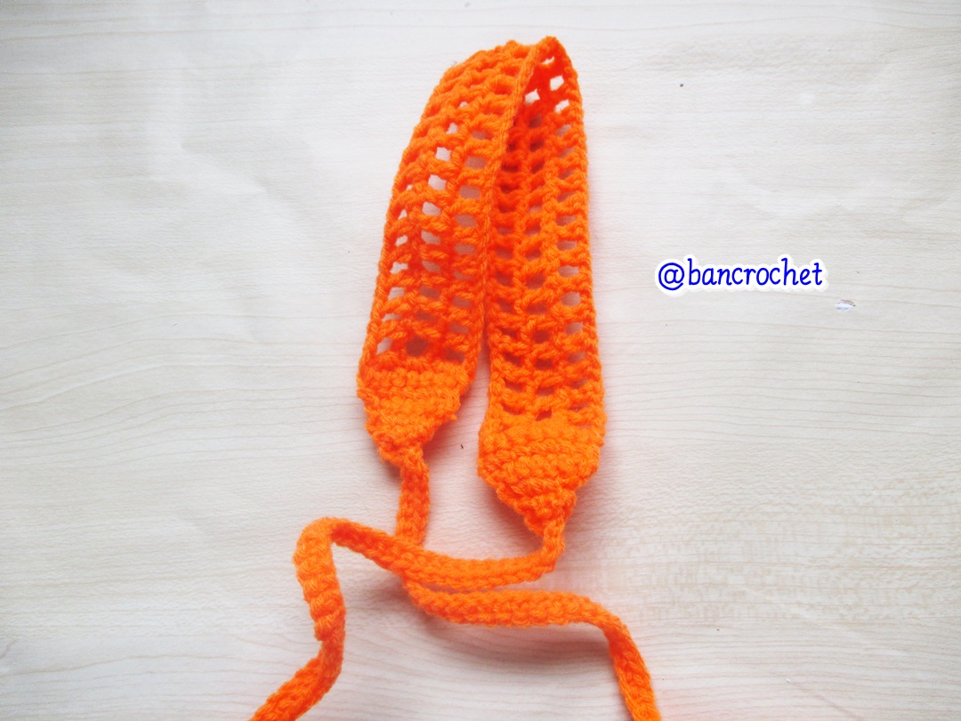 Bancrochet ที่คาดผมถักโครเชต์ crochet headband ส้ม 1-1.5*13 inch