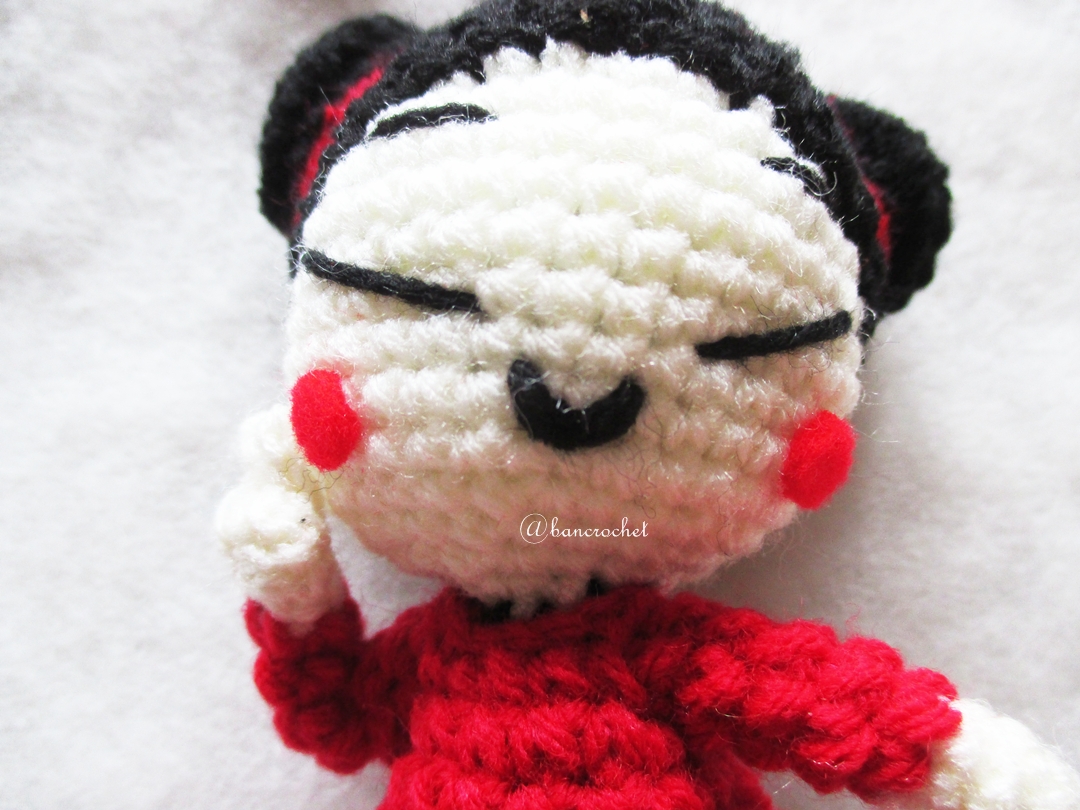 พวงกุญแจตุ๊กตาจีนถัก พวงกุญแจอาหมวยถักไหมพรม ขนาด 4 นิ้ว china doll crochet keychain 4 inch