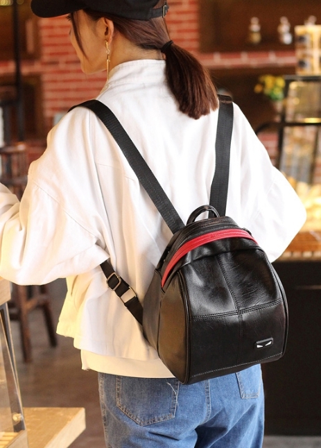 กระเป๋าเป้ สไตล์เกาหลีใบเล็กน่ารัก หนังงานดี พร้อมส่ง black