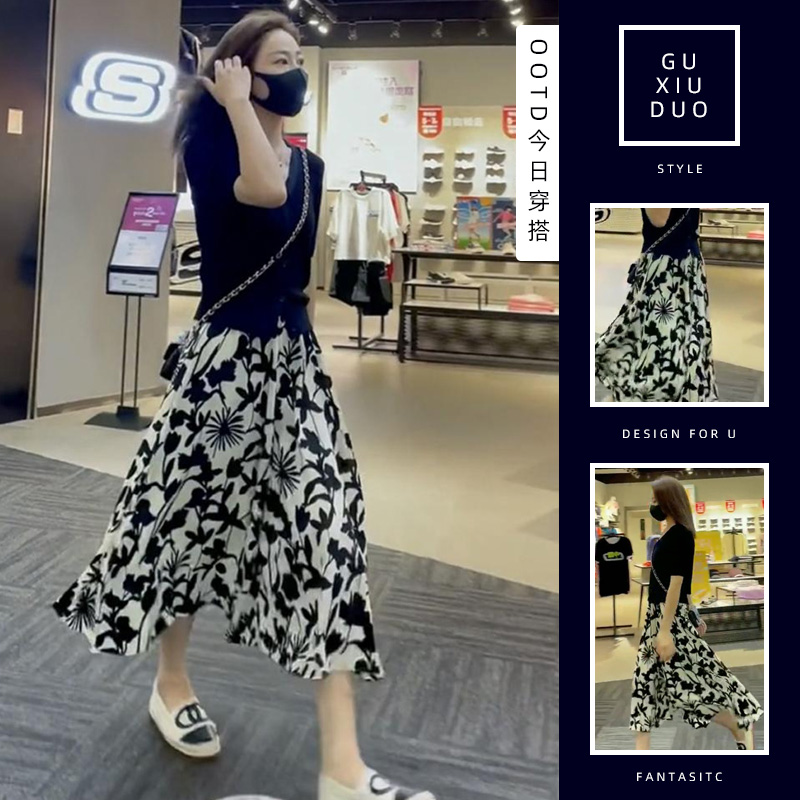 เดรสแขนสั้นมีไซส์L-4XLอก38-47นิ้ว