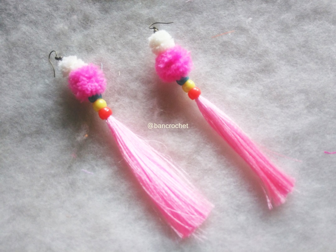 Bancrochet ต่างหูถักโครเชต์ crochet earring หลากสี 4-6 นิ้ว