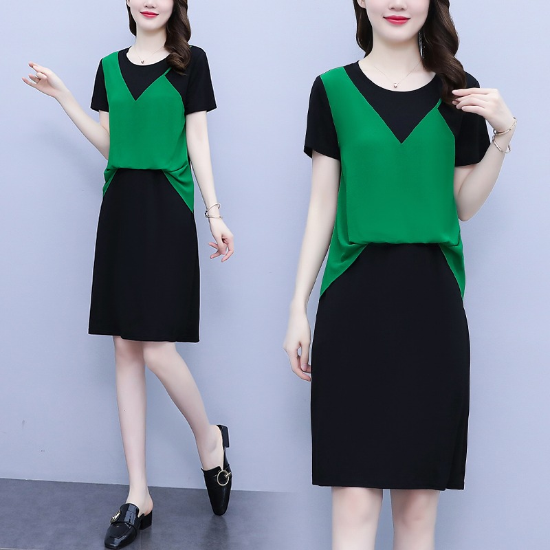 เดรสแขนสั้น มีไซส์ L-5XLอก 38-48 นิ้ว ใส่ได้ทั้งสาวหุ่นดีน่ารักจนถึงสาวอวบพลัสไซส์