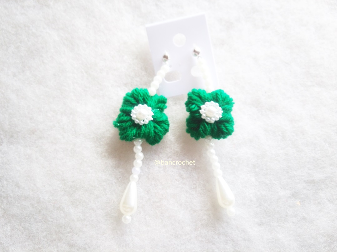 Bancrochet ต่างหูถักโครเชต์ crochet earrings หลากสี 4-6 นิ้ว