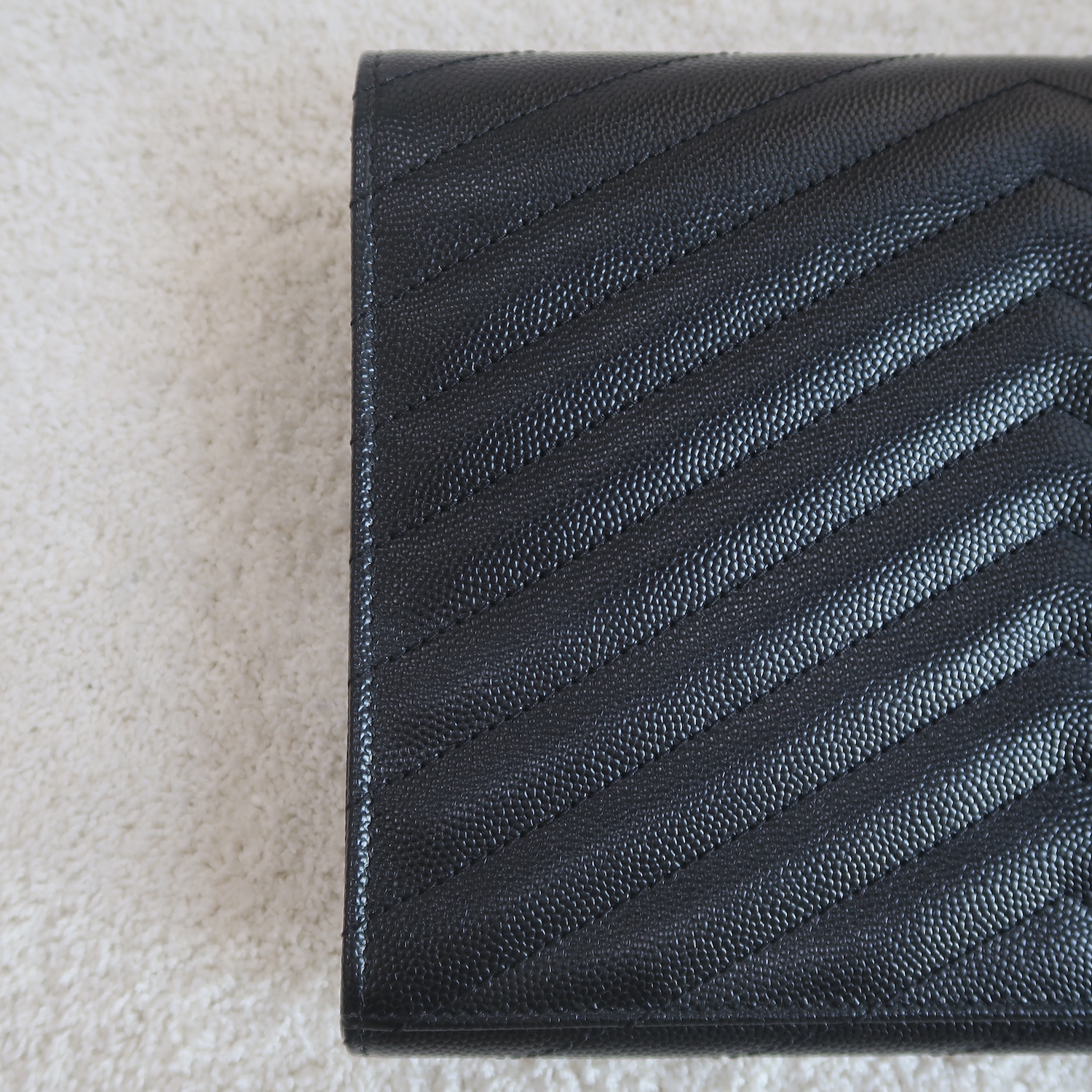 Saint Laurent Black Cassandre Matelasse Wristlet Pouch